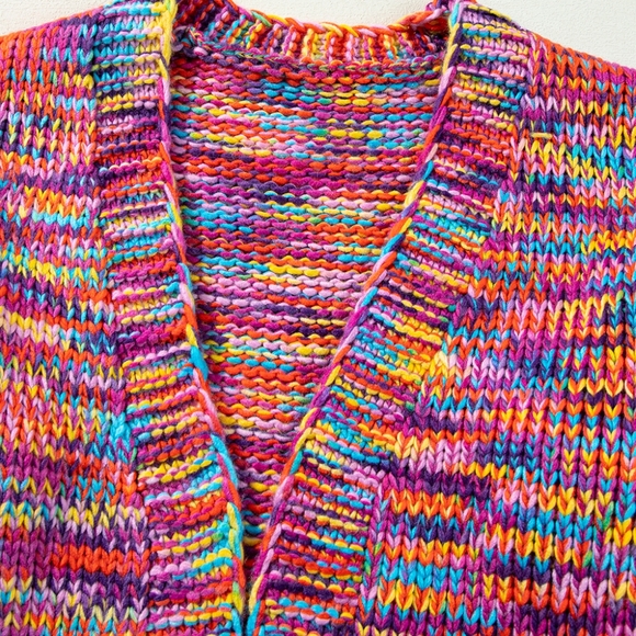 🚨L11 Pink Confetti Drop Shoulder Open Front Cardigan - Picture 3 of 9